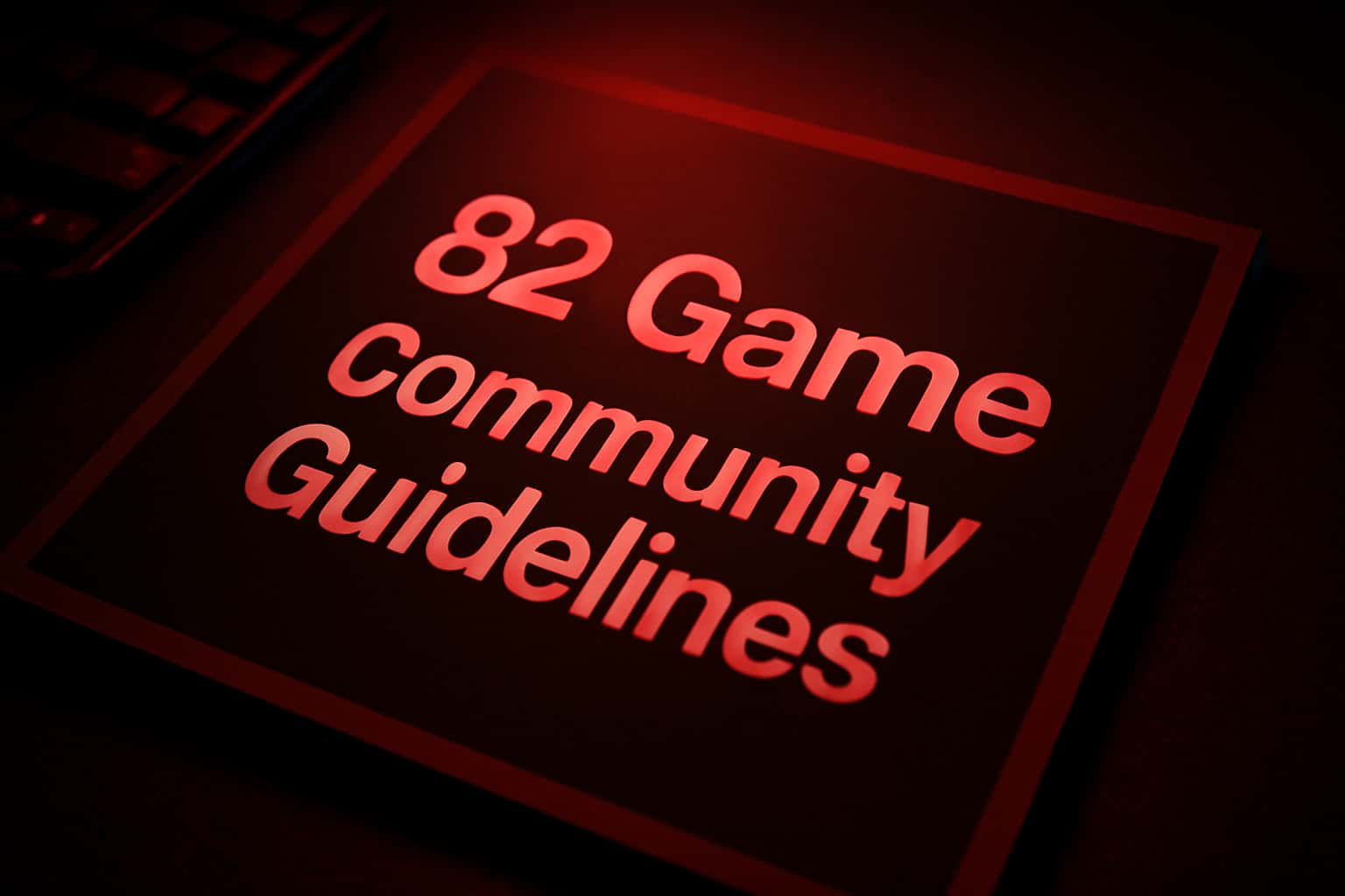 An informative representation of the 82 Game Community Guidelines showcasing key elements of user conduct.