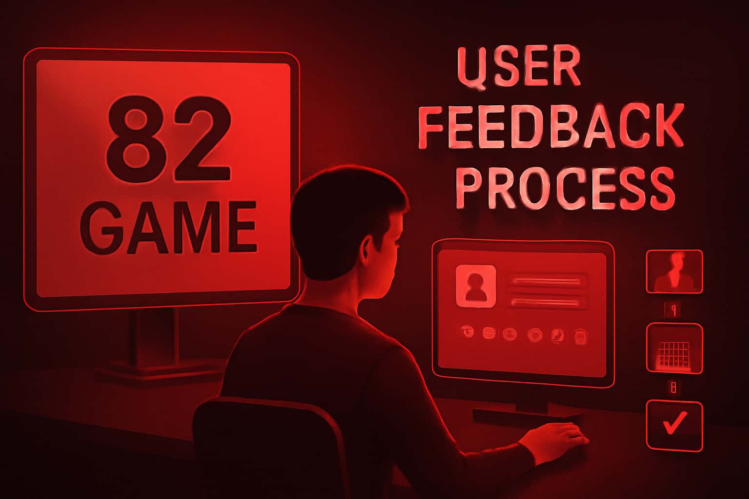 An informational scene depicting the process of user feedback for the 82 Game platform.