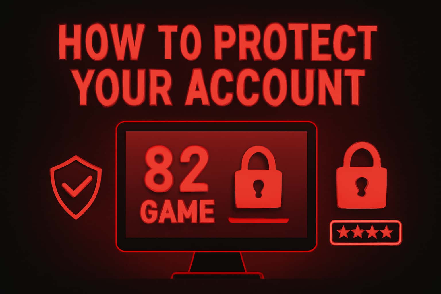 An informational scene showcasing security measures for the 82 Game account.