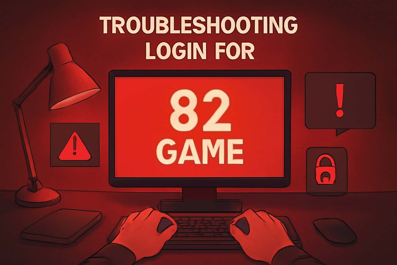 Scene depicting troubleshooting login for 82 Game with clear text.