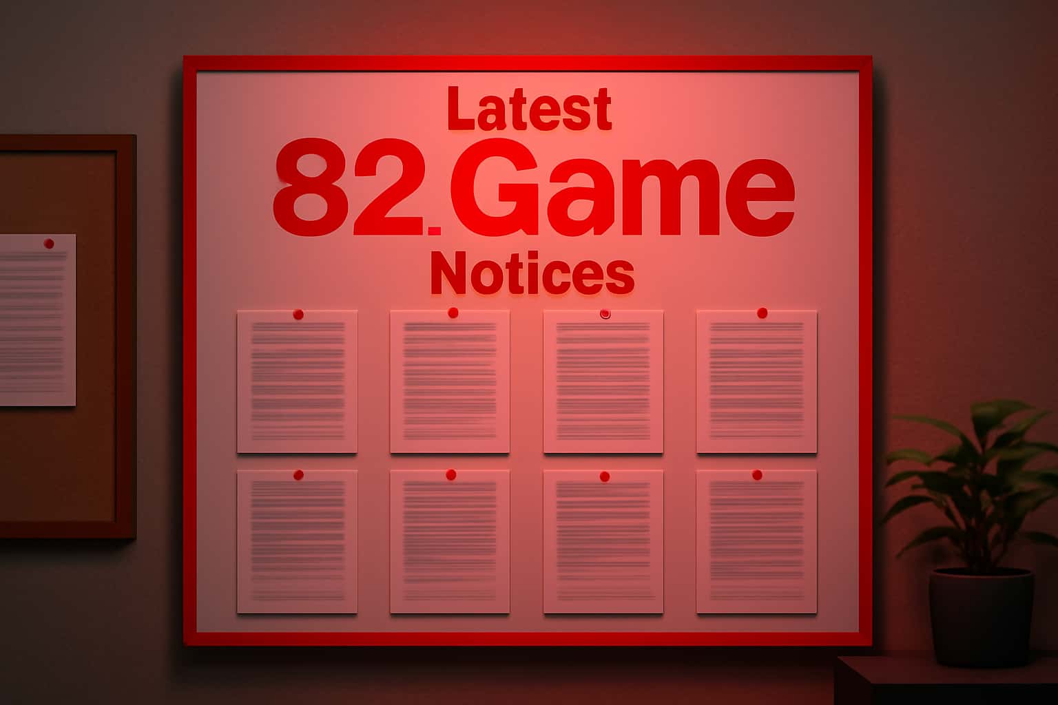 Informational graphic representing updates related to the 82 Game platform.